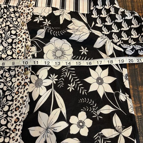 Anthropologie Maeve Fern Shirt Button Up Mix Media XS 227 - Picture 7 of 8